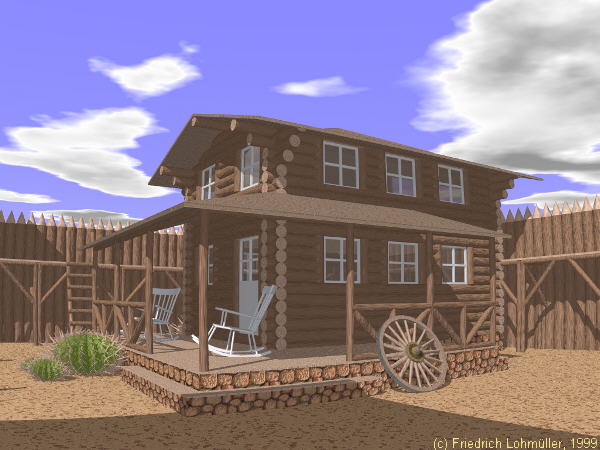western style log cabin in western fort