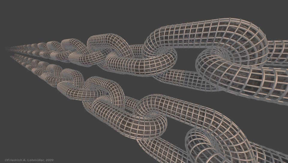 Wireframe Chains, cyclic mpeg animation 12 MB