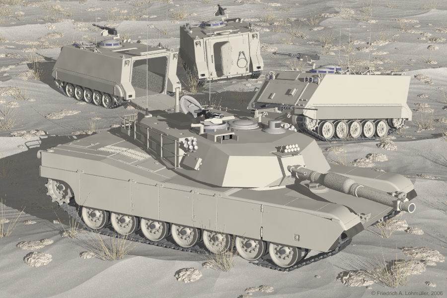 M1 Abraham Battle Tank + M113 A Personal Carrier Tank