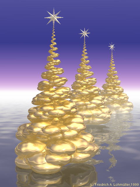 golden xmas trees